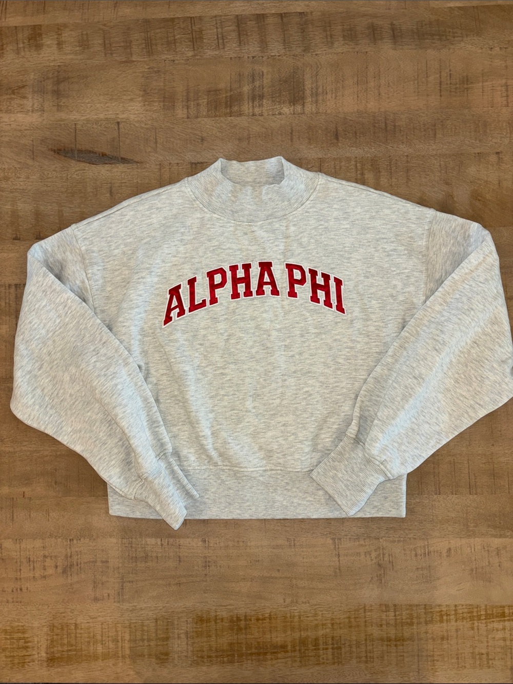 Alpha Phi Chicka-D Mockneck Sweatshirt Large Grey Soft Large Comfy Sorority